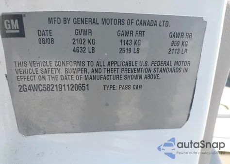 2007 Buick Lacrosse Cxs z USA, uszkodzony, nr VIN 2G4WE587271193546